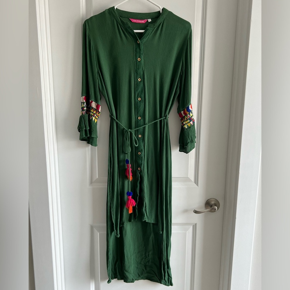 Haute curry bohemian embroidered high low tunic.